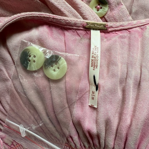 Free People String Of Hearts Maxi Dress Smocked V Neck Buttondown Cutout Size M - Picture 4 of 4